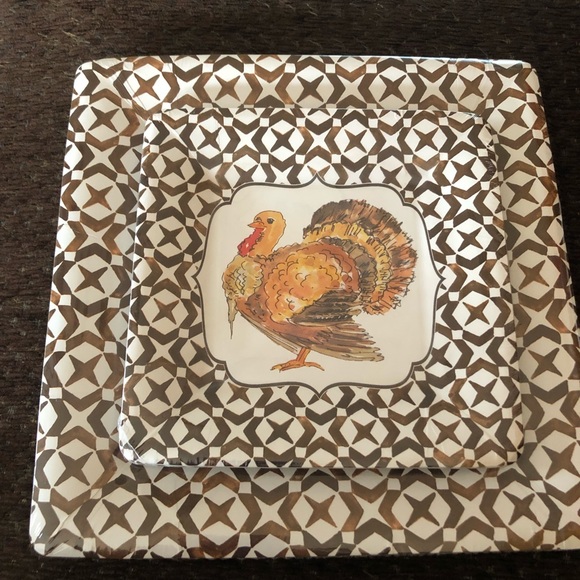 Thanksgiving Place Setting 8 Disposable Square Easy Clean Up - Picture 6 of 6